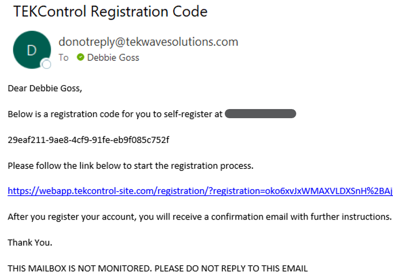 Sample of a Community Registration Email – TEKWave Solutions